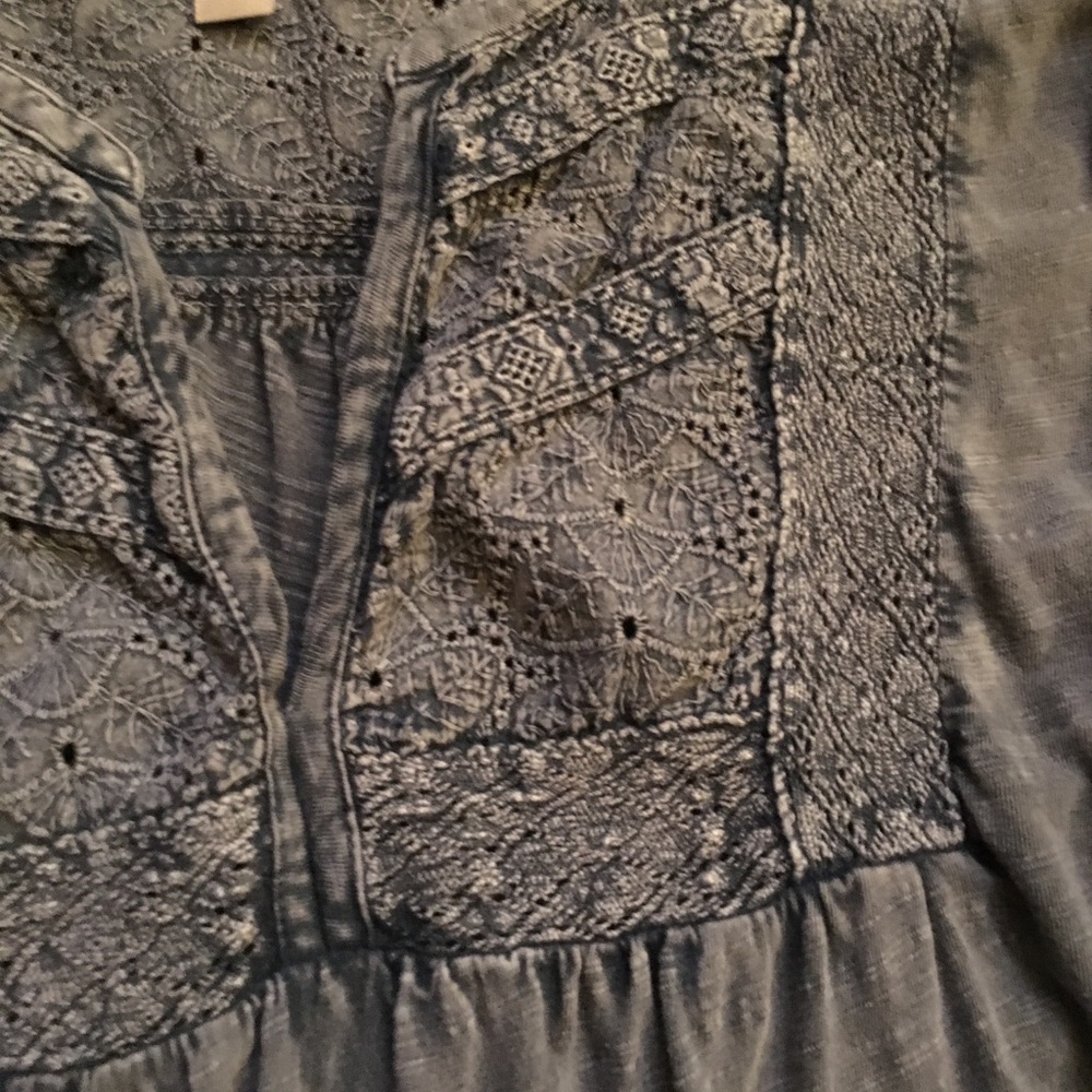 Lucky Brand Lace Bib Top Blue - Picture 3 of 8